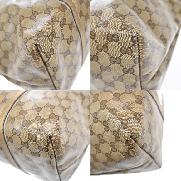 GUCCI Crystal GG Pattern Shoulder Tote Bag Coating Canvas Leather Brown 30YH545 - Picture 7 of 16